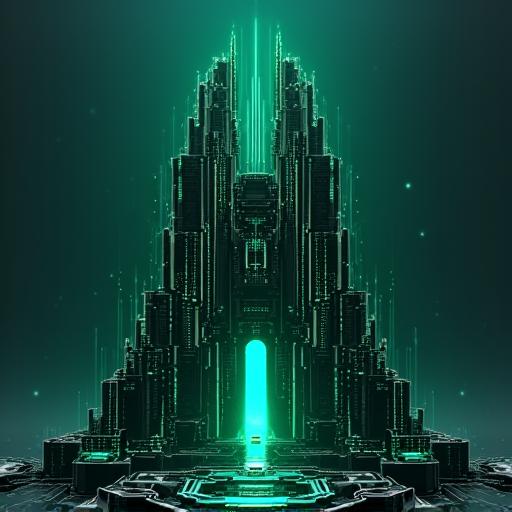 A digital fortress representing robust blockchain security